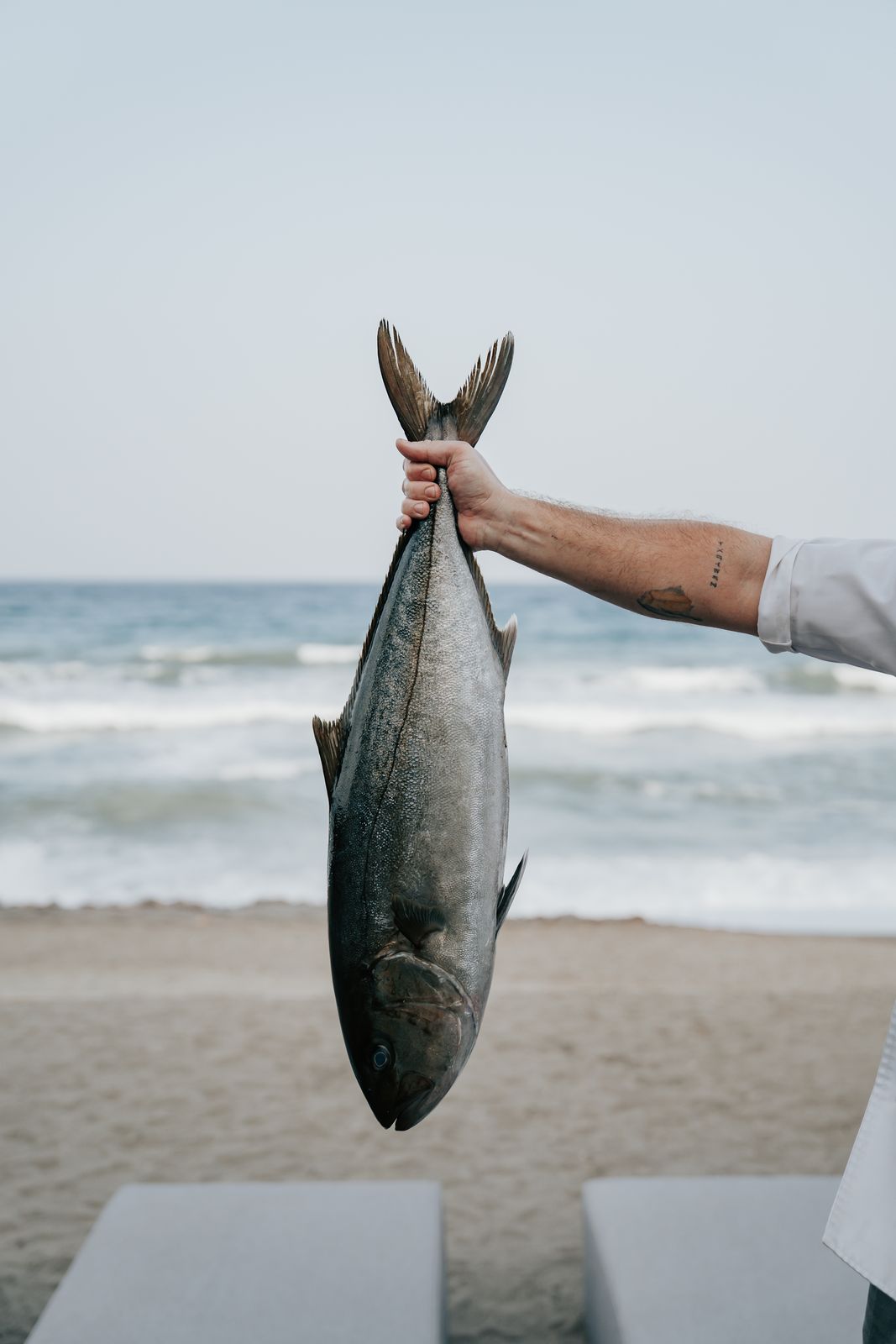 Pescado de lonja frente al Mediterráneo